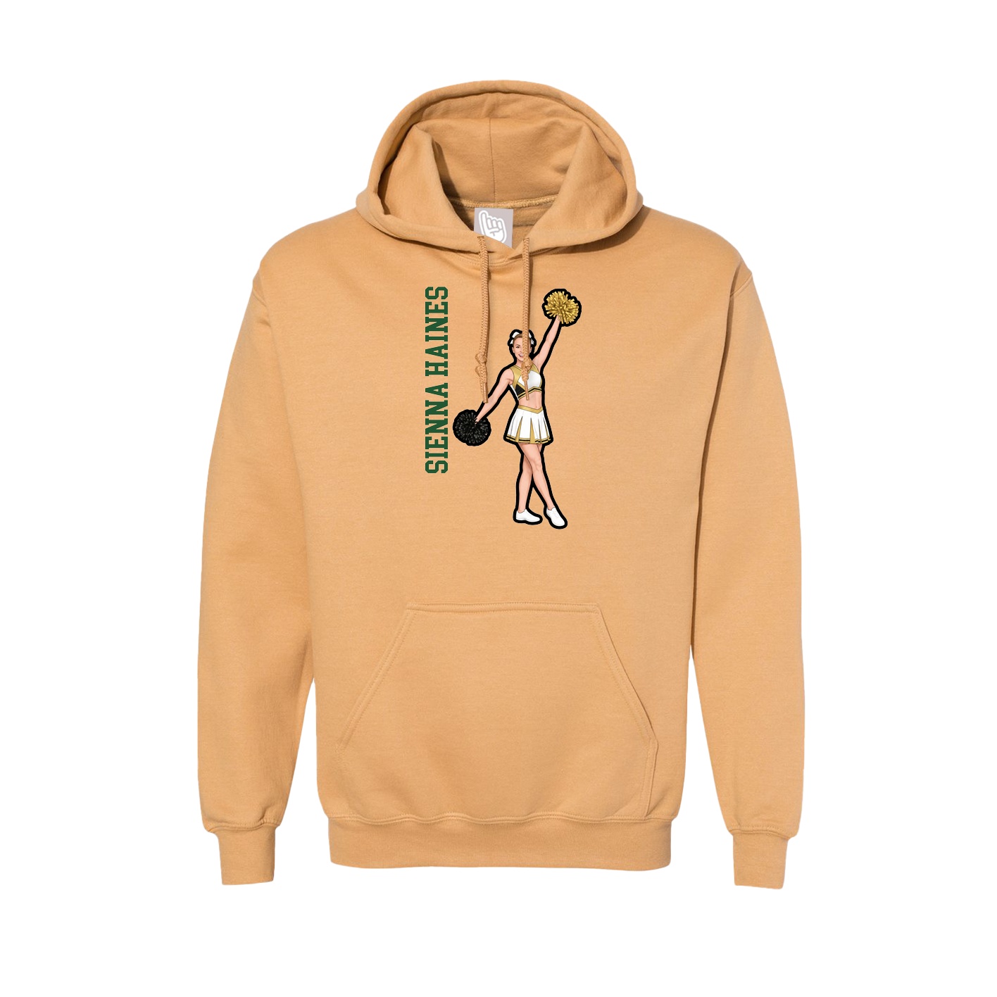 Hoodie — Name Vertical in Vegas Gold