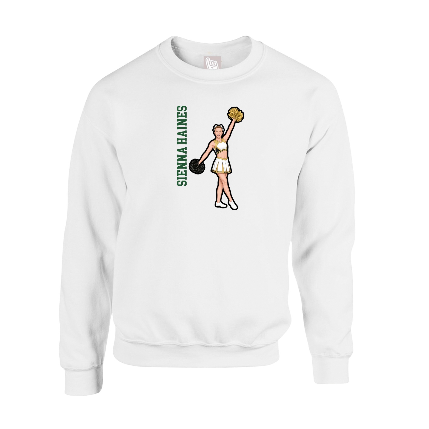 Fleece Crew — Name Vertical in White