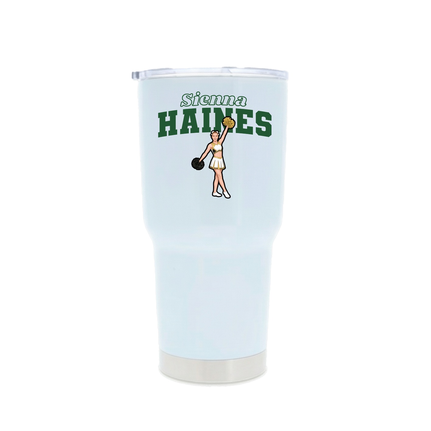 30oz Stainless Steel Tumbler — Name Arch in White