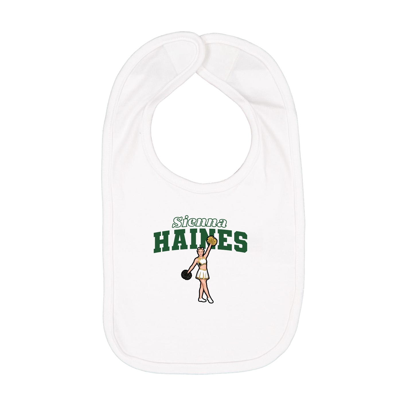 Infant Bib — Name Arch in White