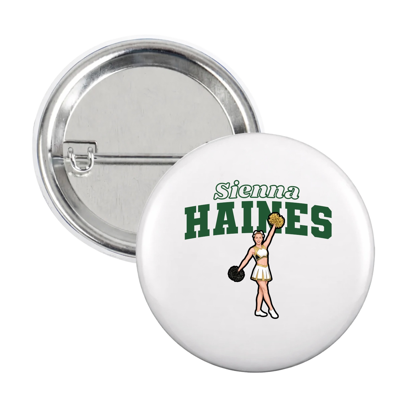 Game Day Button — Name Arch in White