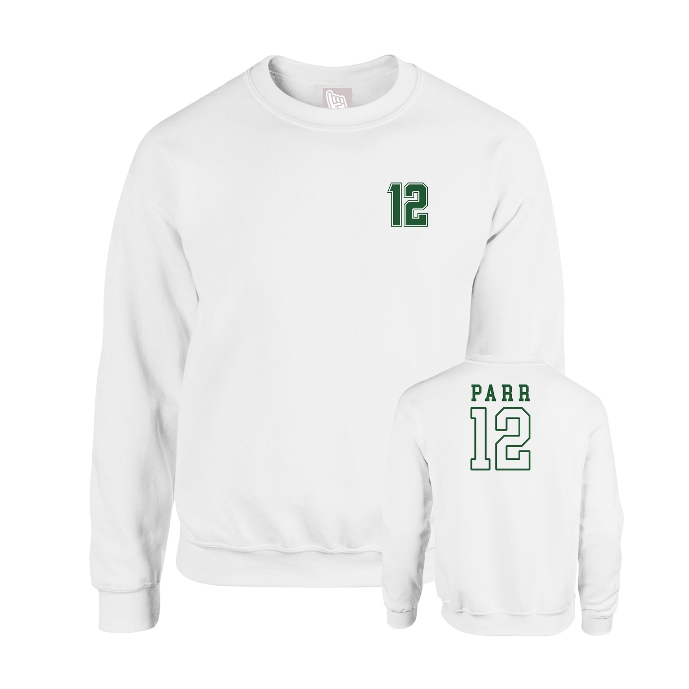 Fleece Crew — Chest Back in White
