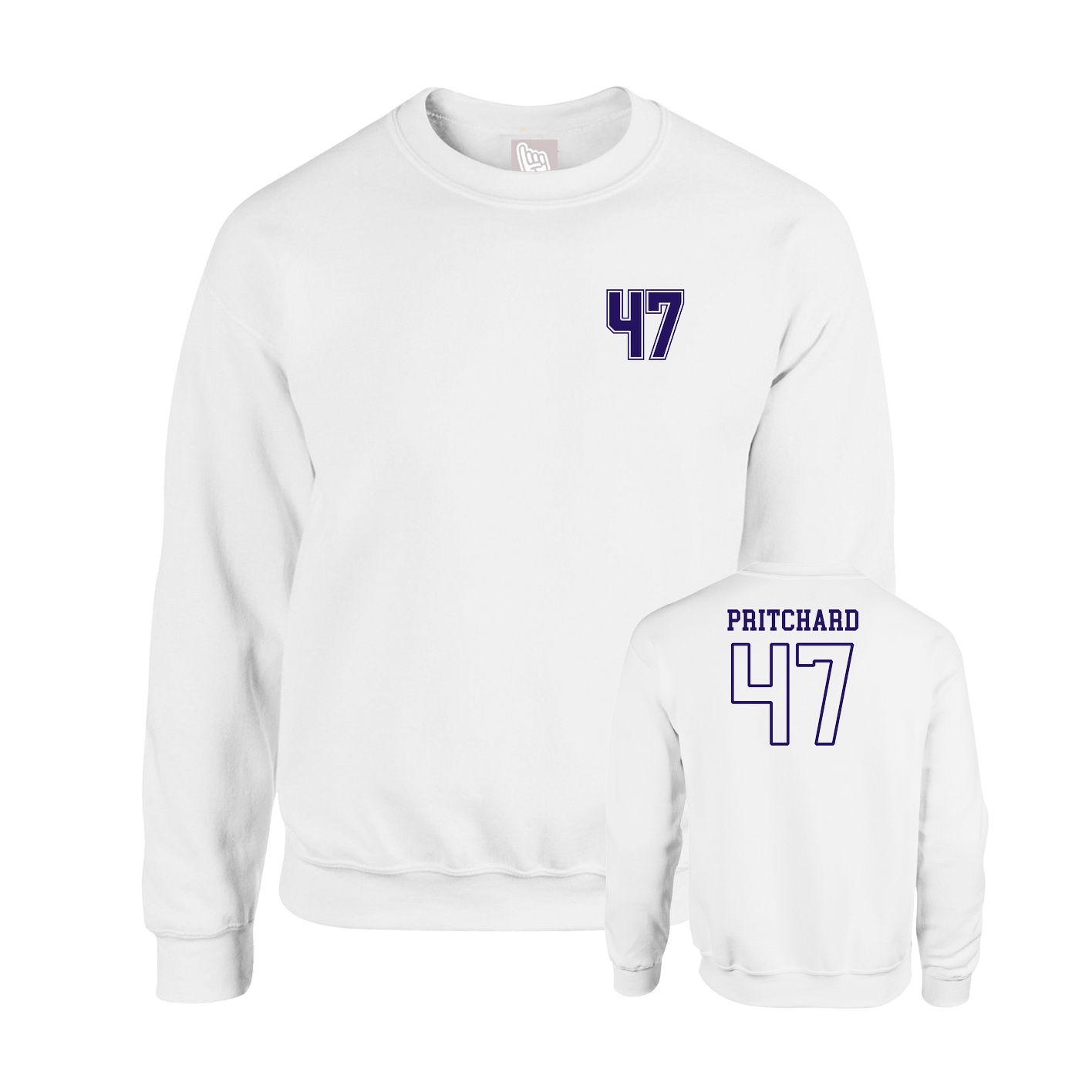 Fleece Crew — Chest Back in White