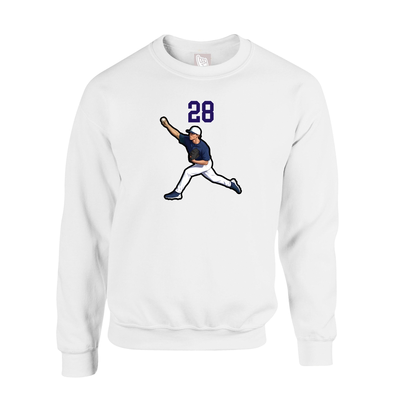 Fleece Crew — Number Top in White