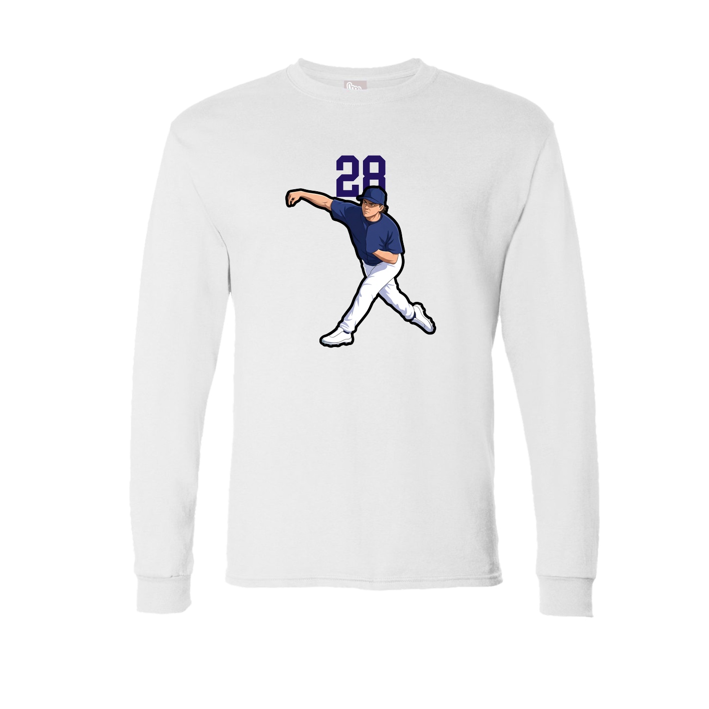 Long Sleeve Tee — Number Top in White