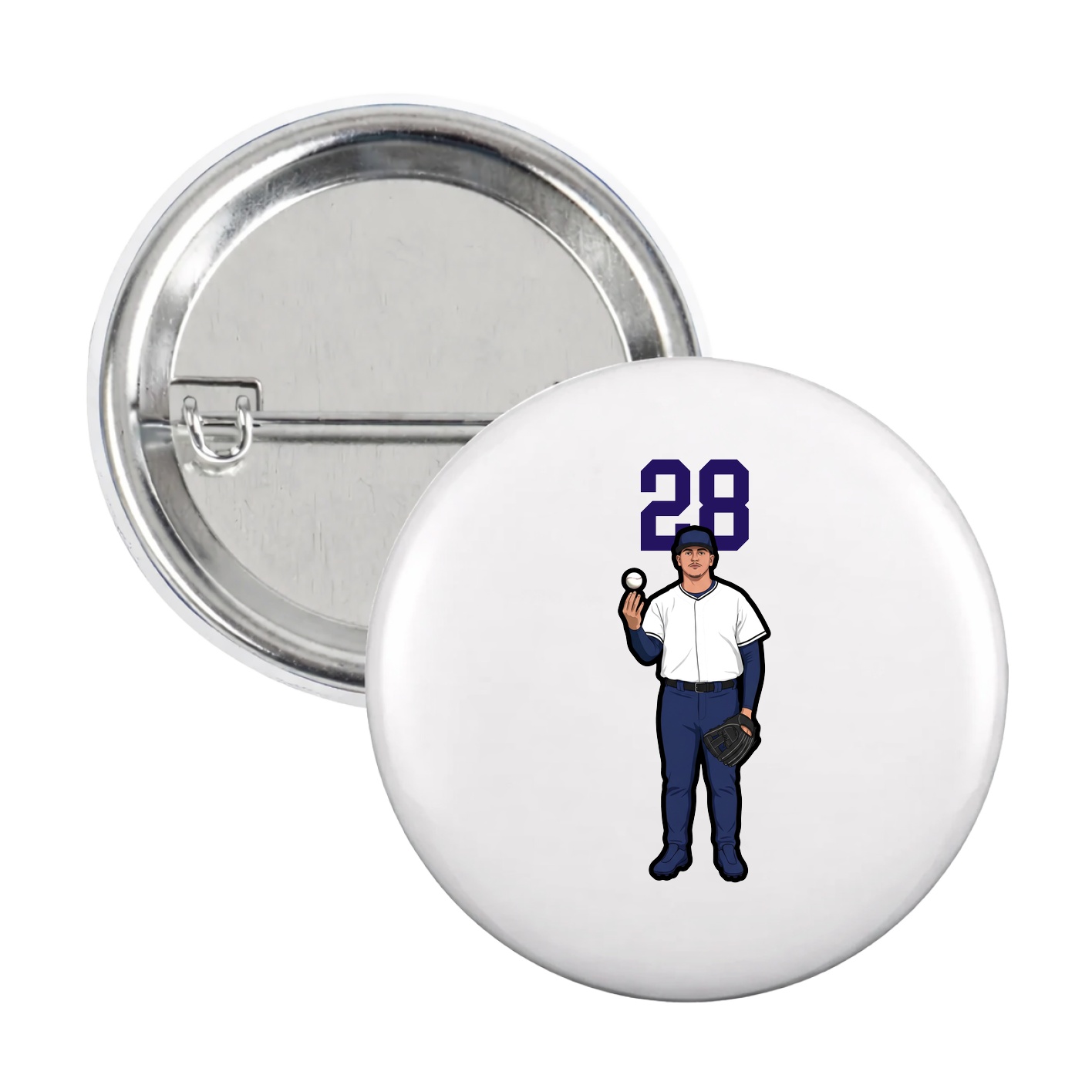 Game Day Button — Number Top in White