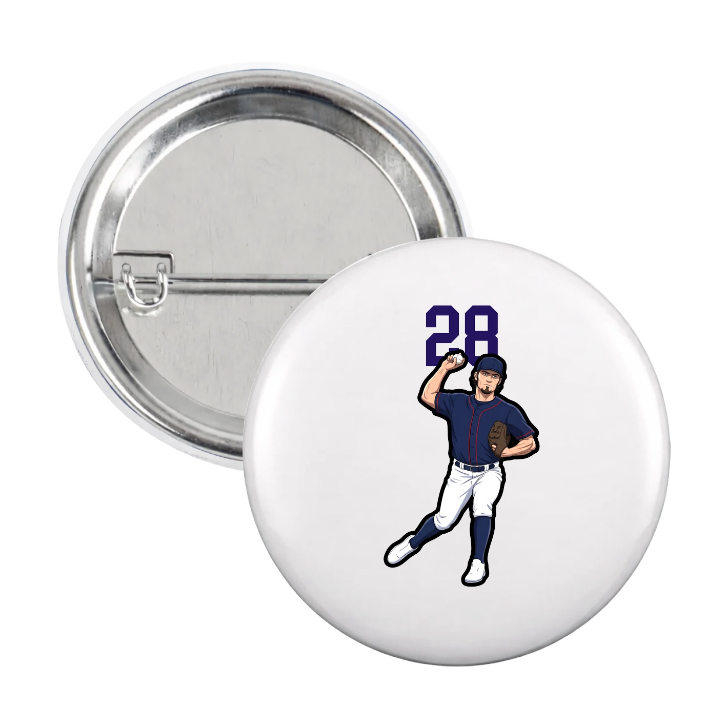 Game Day Button — Number Top in White