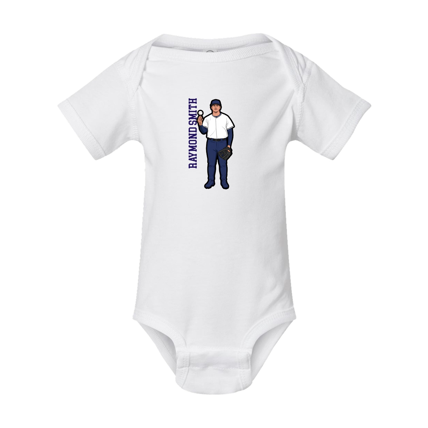 Baby Onesie — Name Vertical in White