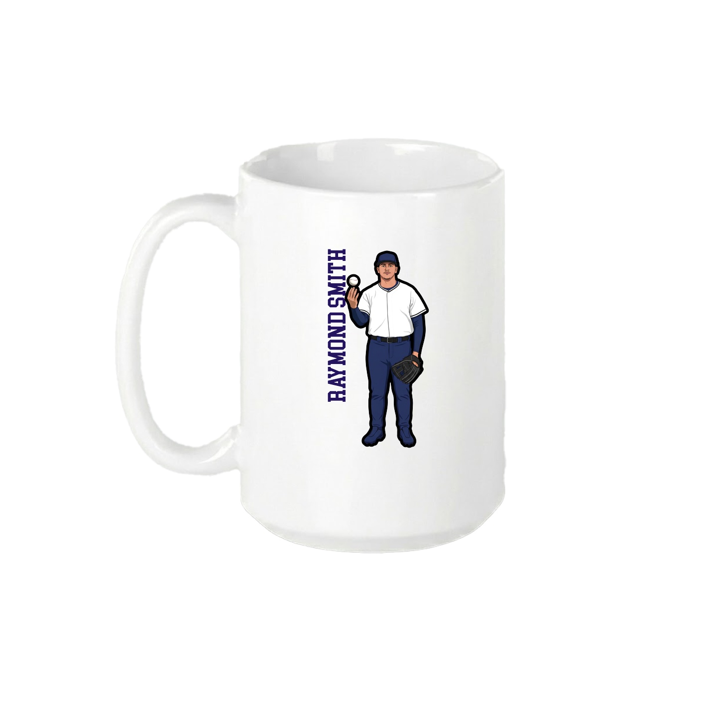 15oz Coffee Mug — Name Vertical in White