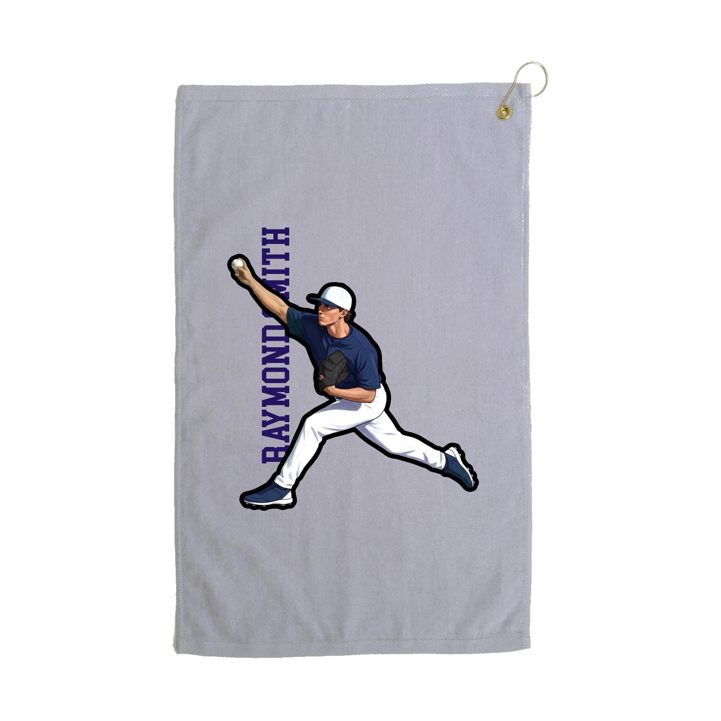 Golf Towel — Name Vertical in Grey