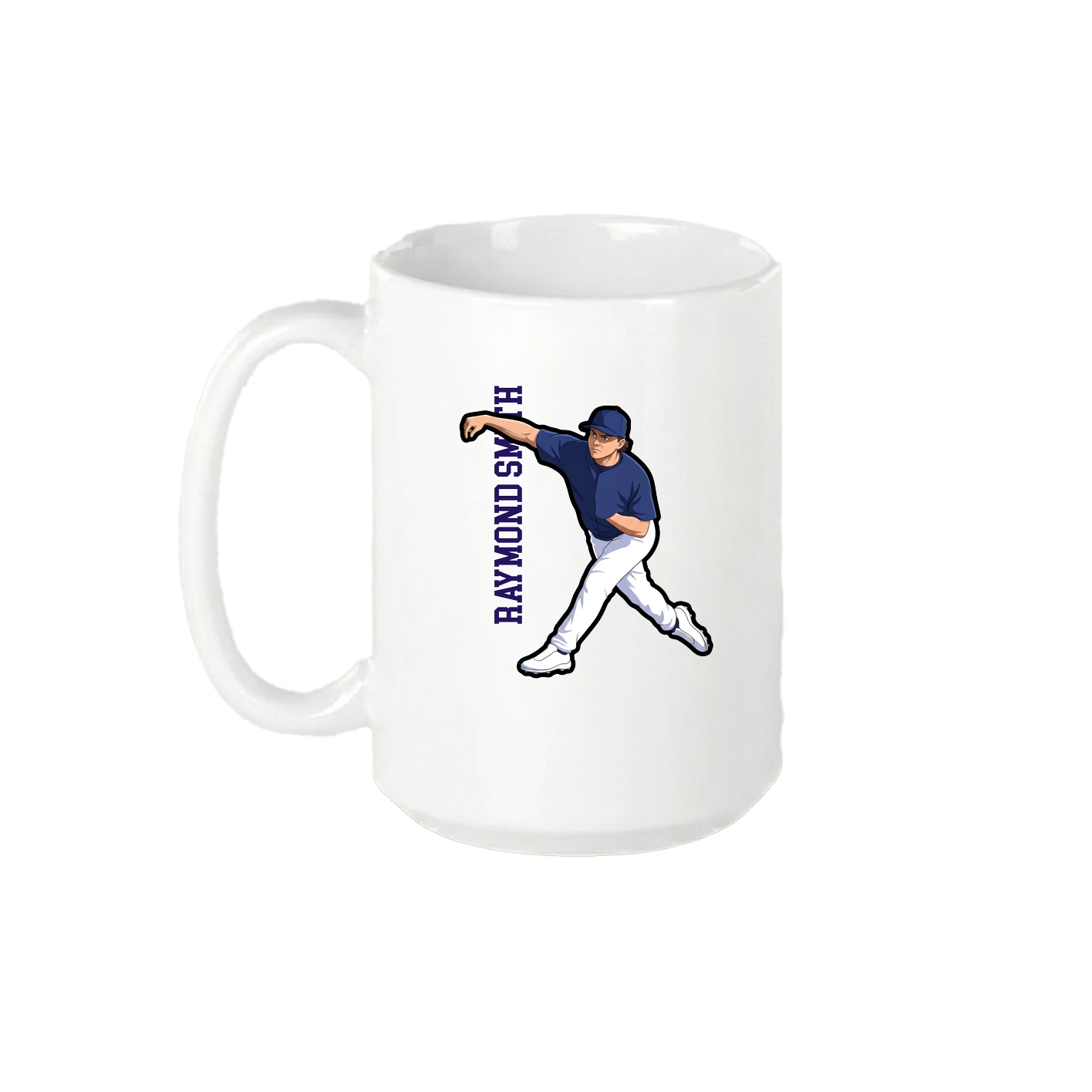 15oz Coffee Mug — Name Vertical in White