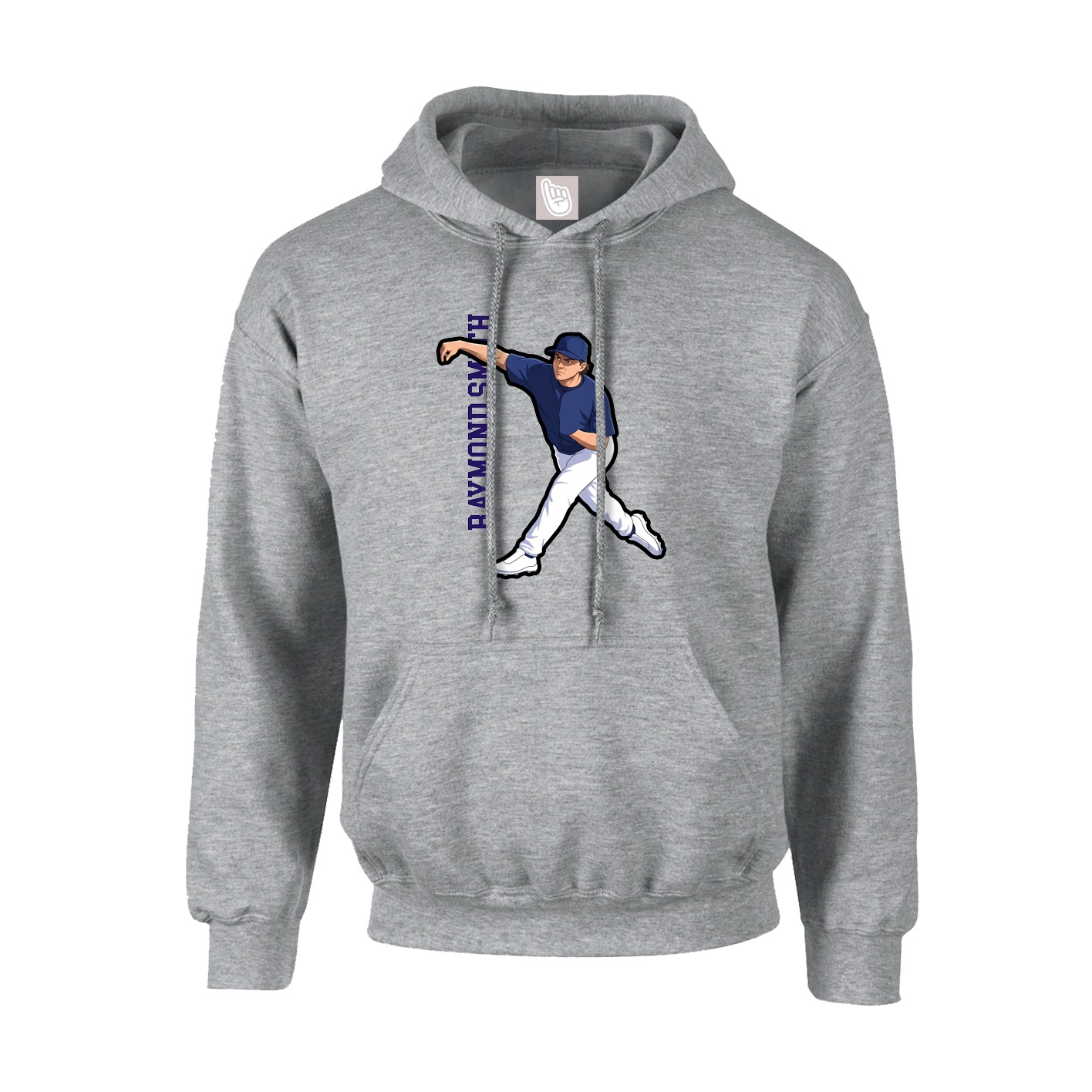 Youth Hoodie — Name Vertical in Grey