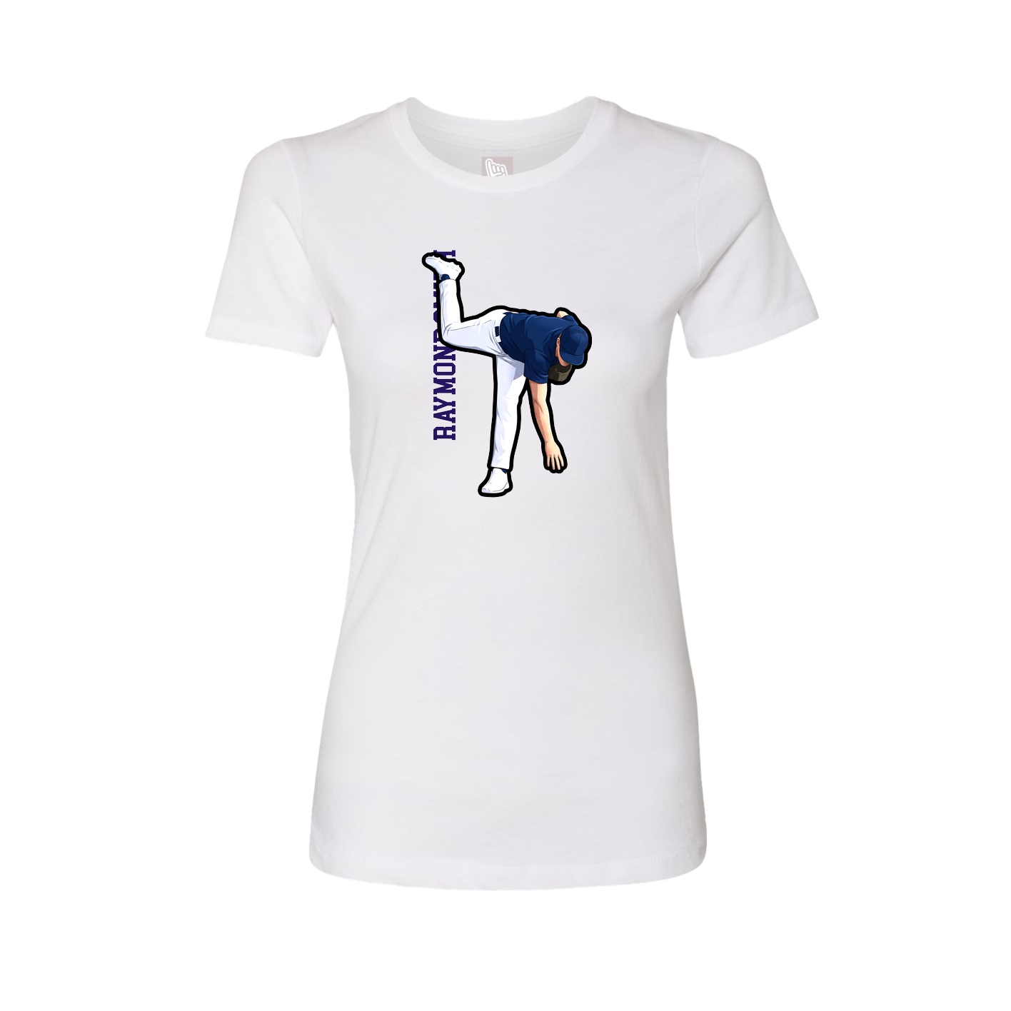 Fitted Women's Tee — Name Vertical in White