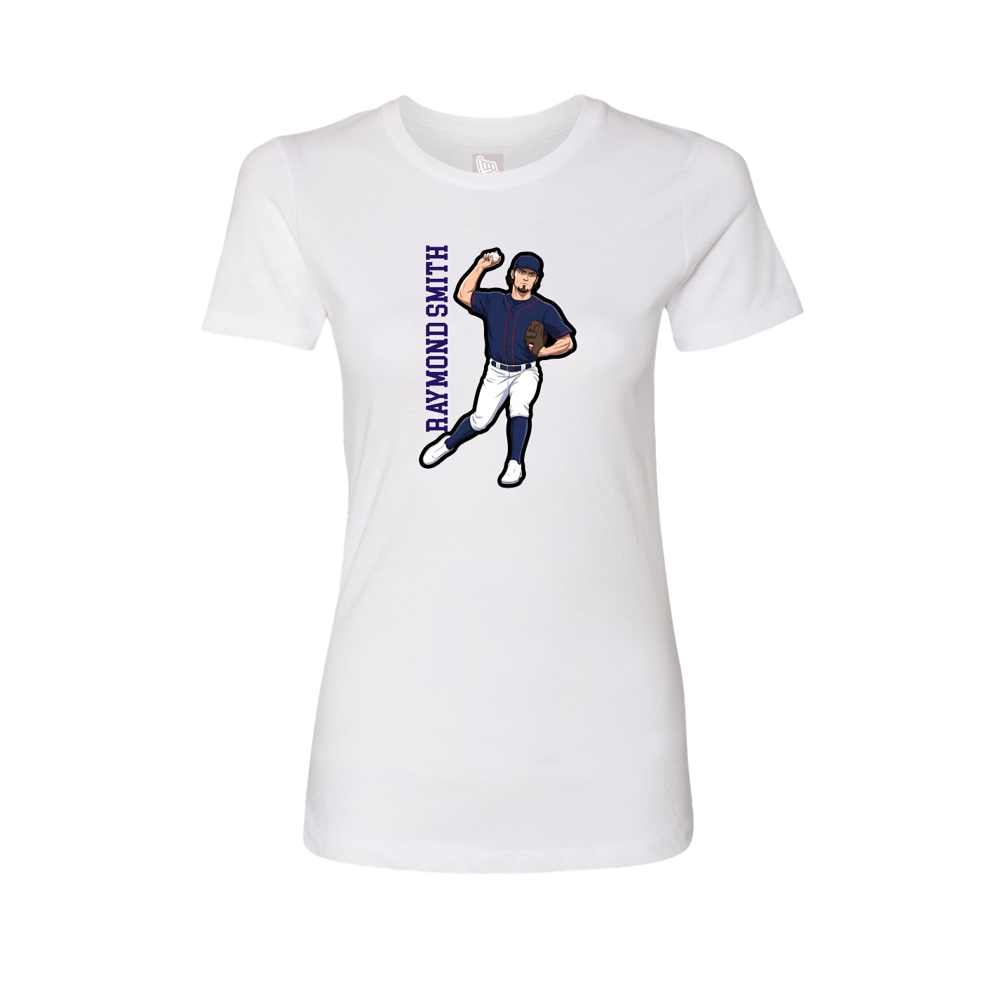 Fitted Women's Tee — Name Vertical in White