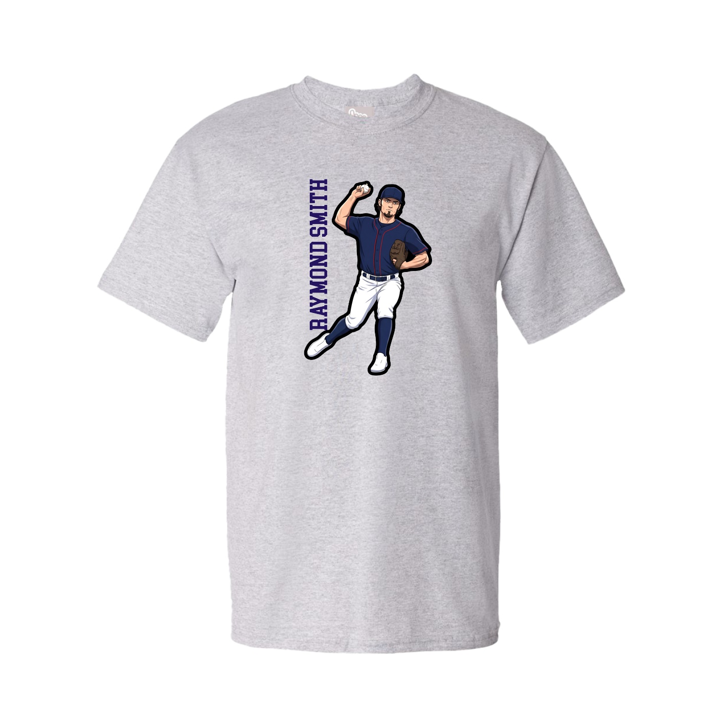 Youth Tee — Name Vertical in Grey