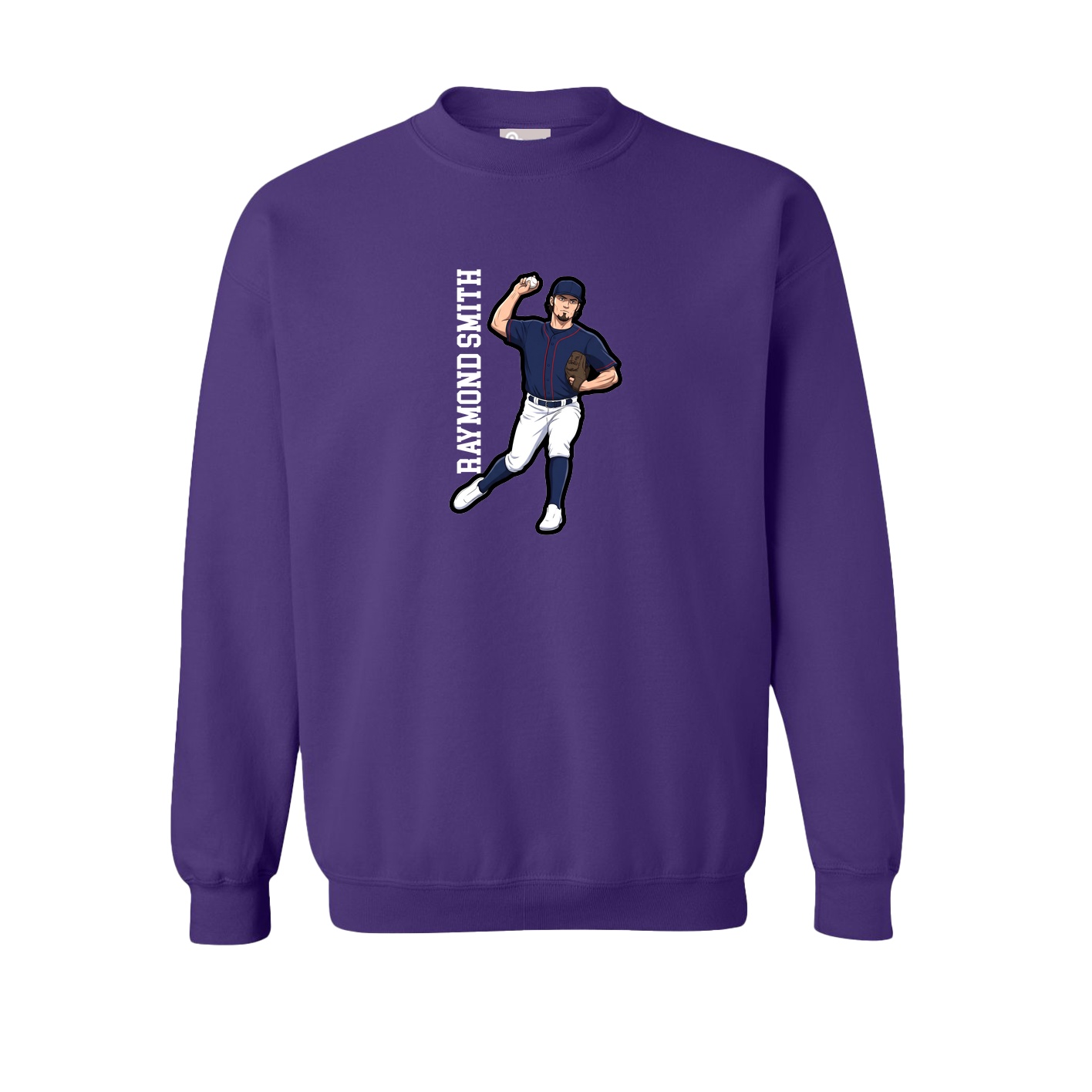 Fleece Crew — Name Vertical in Purple