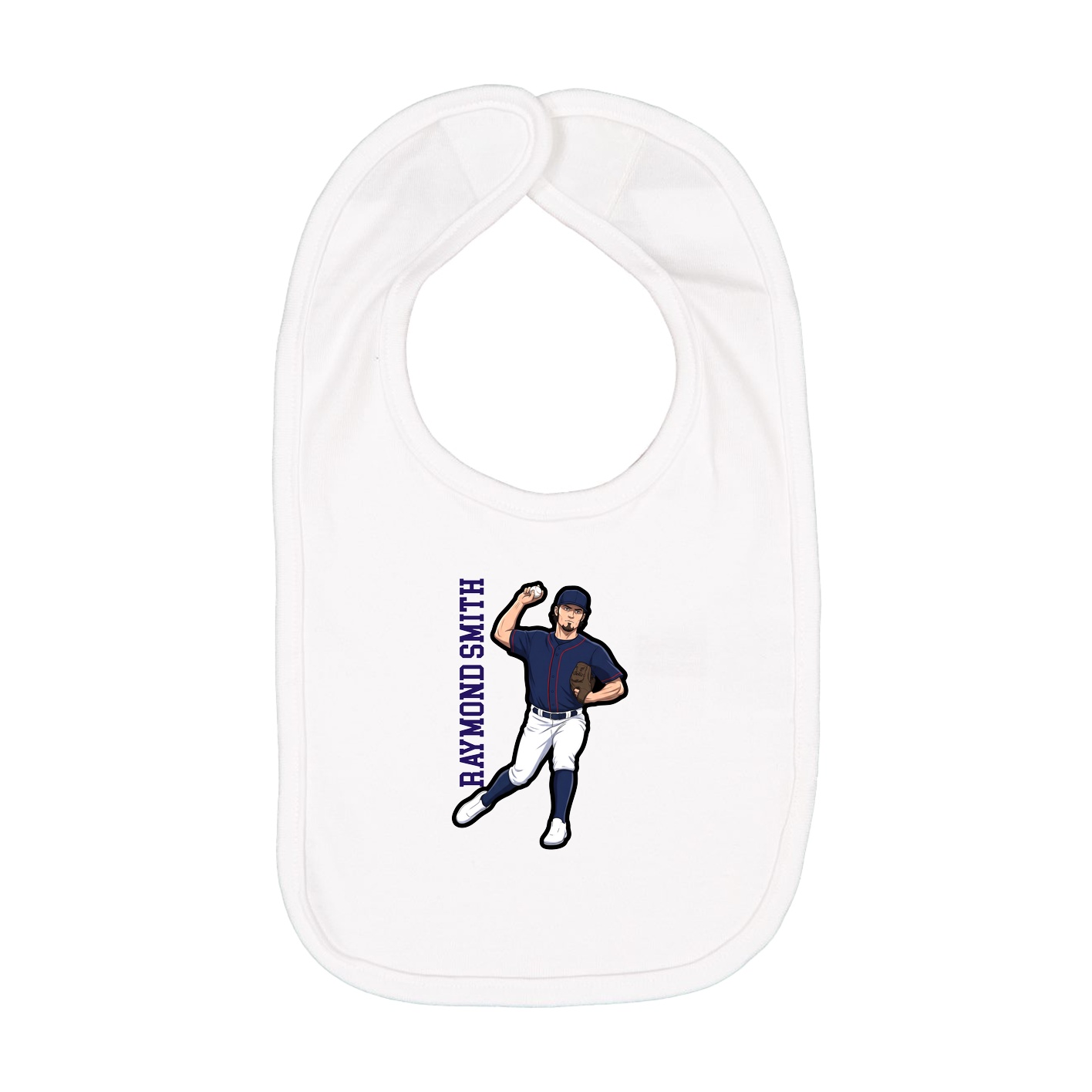 Infant Bib — Name Vertical in White