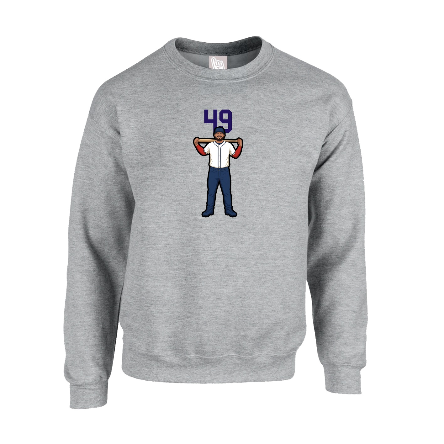 Fleece Crew — Number Top in Grey