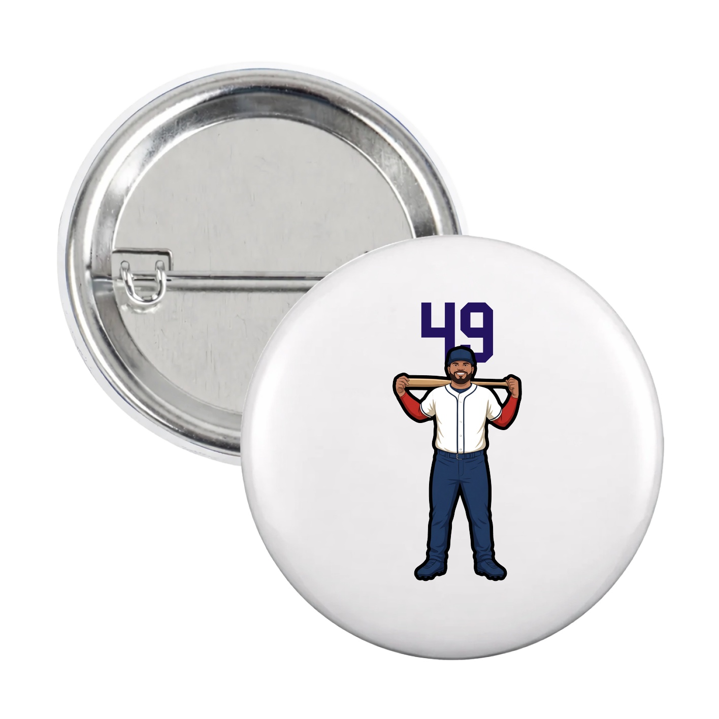 Game Day Button — Number Top in White