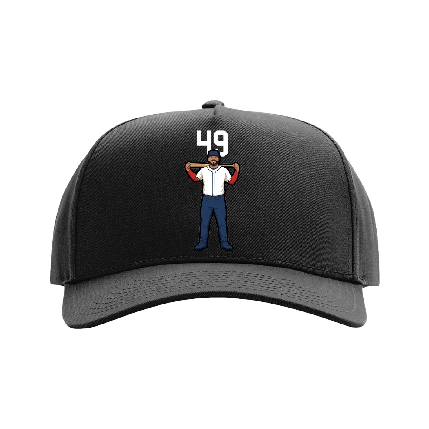 Full Fabric Five-Panel Champ Cap — Number Top in Black