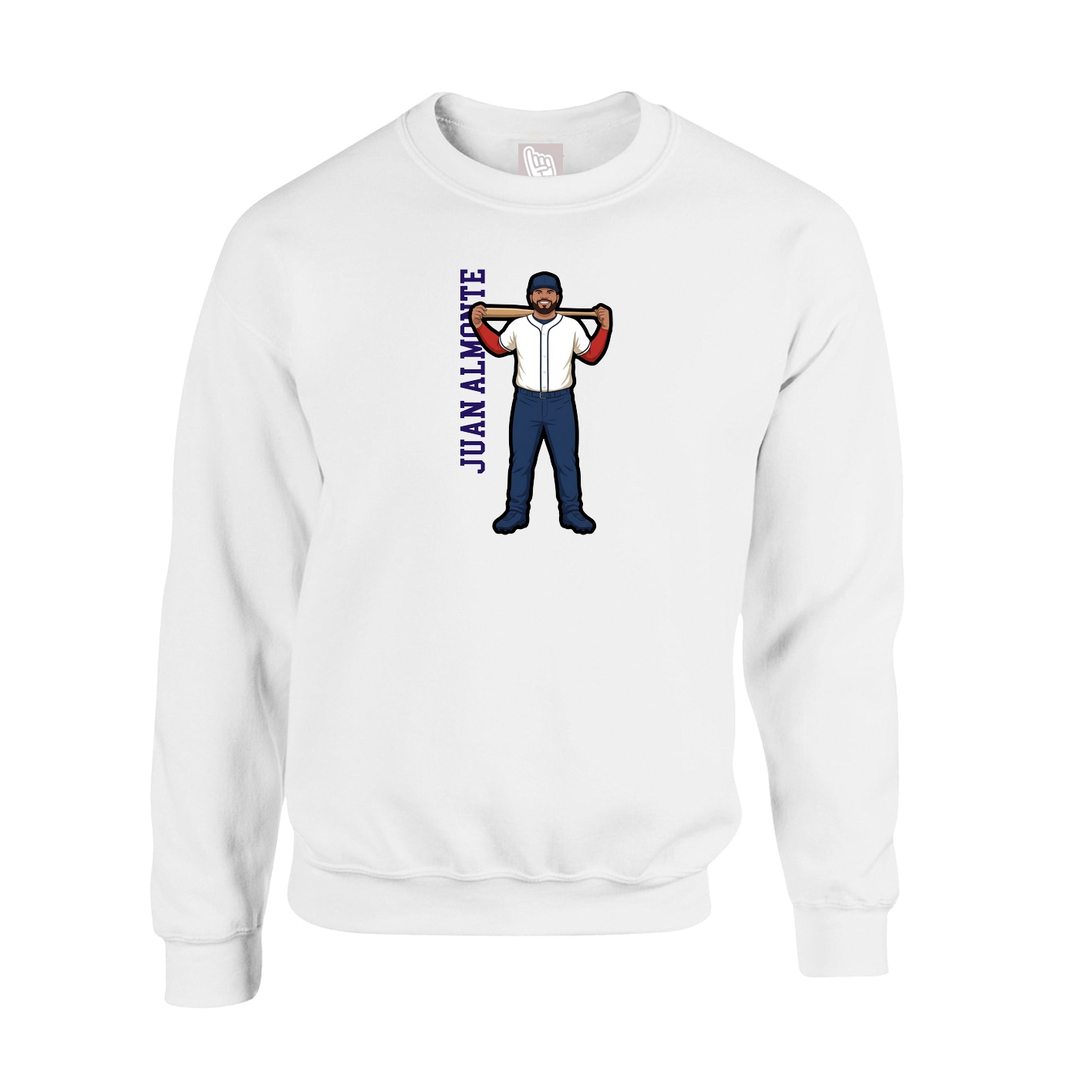 Fleece Crew — Name Vertical in White