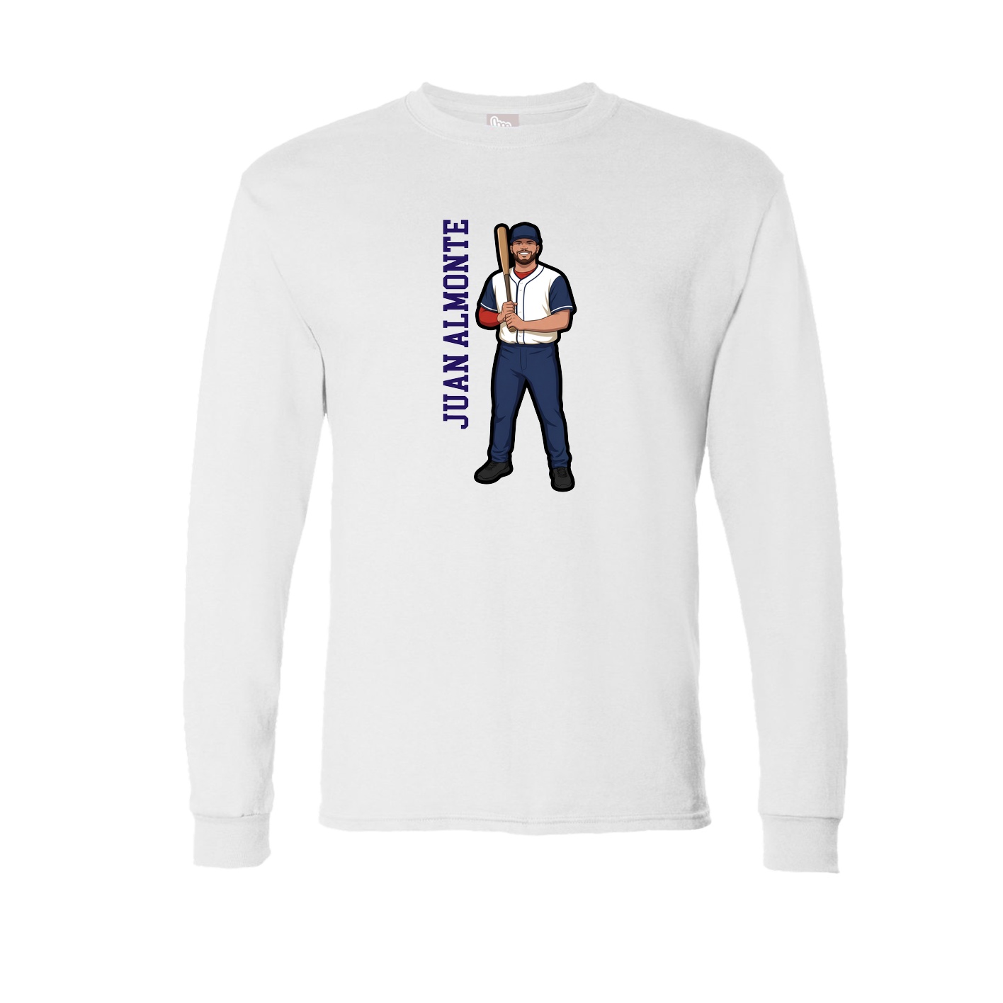 Long Sleeve Tee — Name Vertical in White