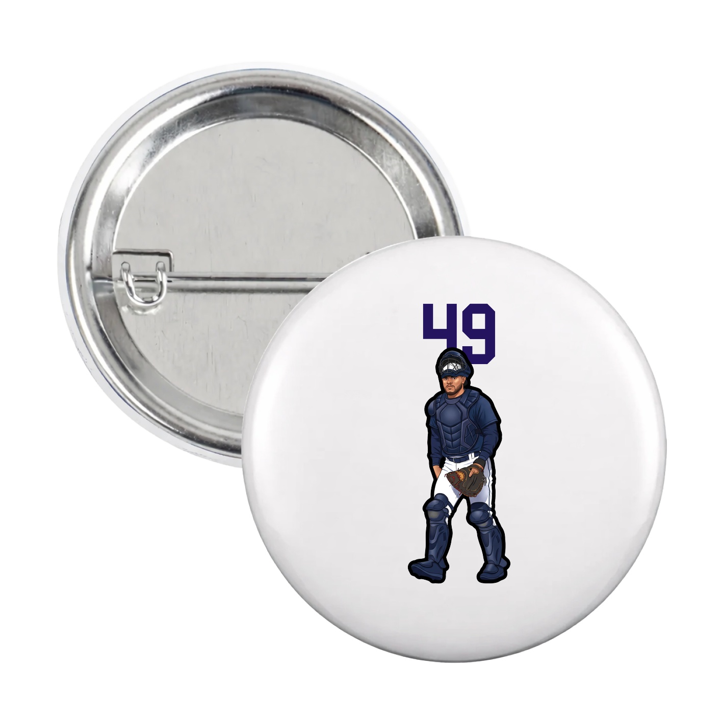 Game Day Button — Number Top in White