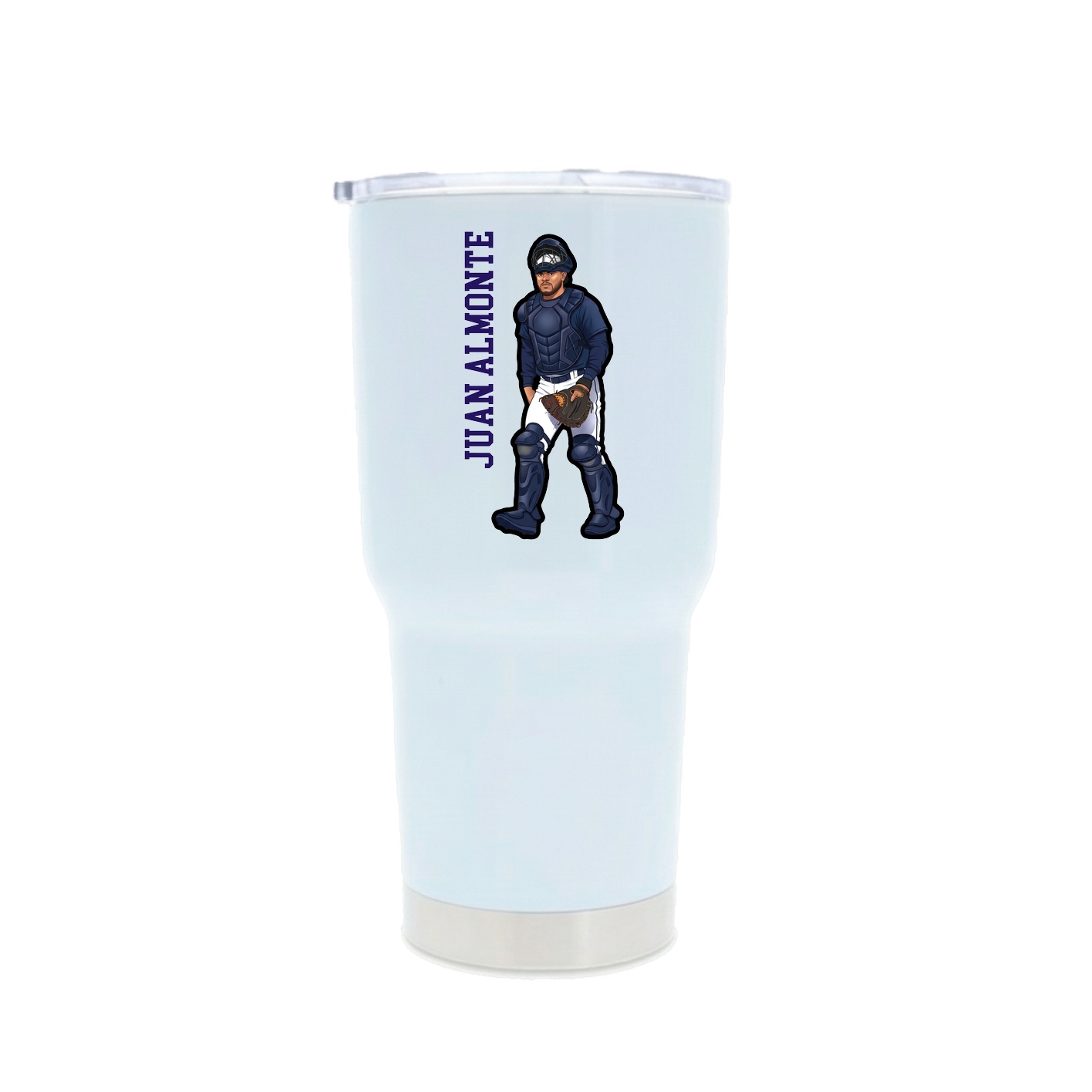30oz Stainless Steel Tumbler — Name Vertical in White