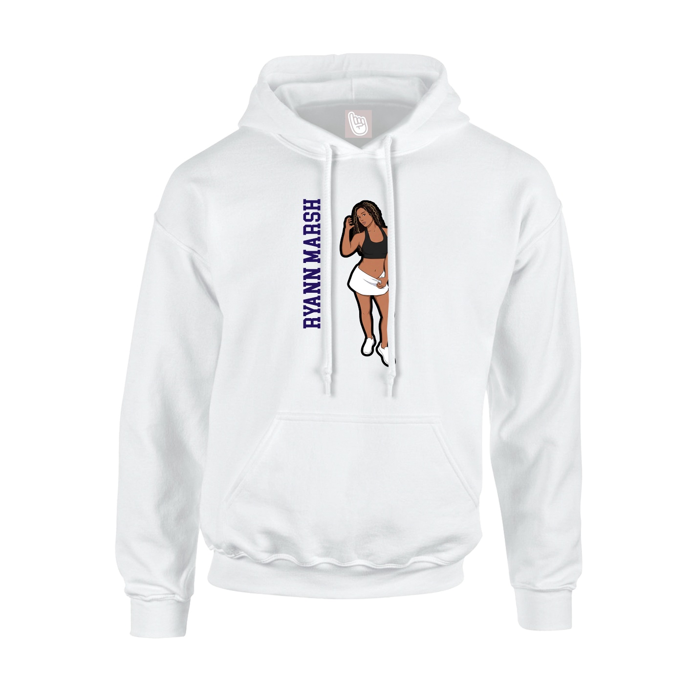 Hoodie — Name Vertical in White