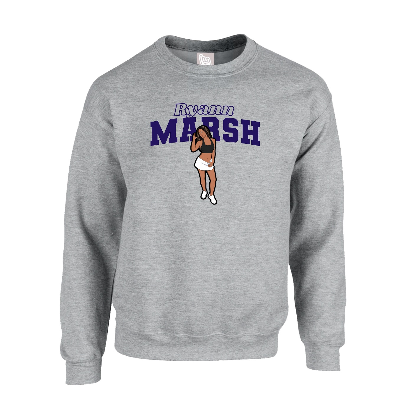 Fleece Crew — Name Arch in Grey