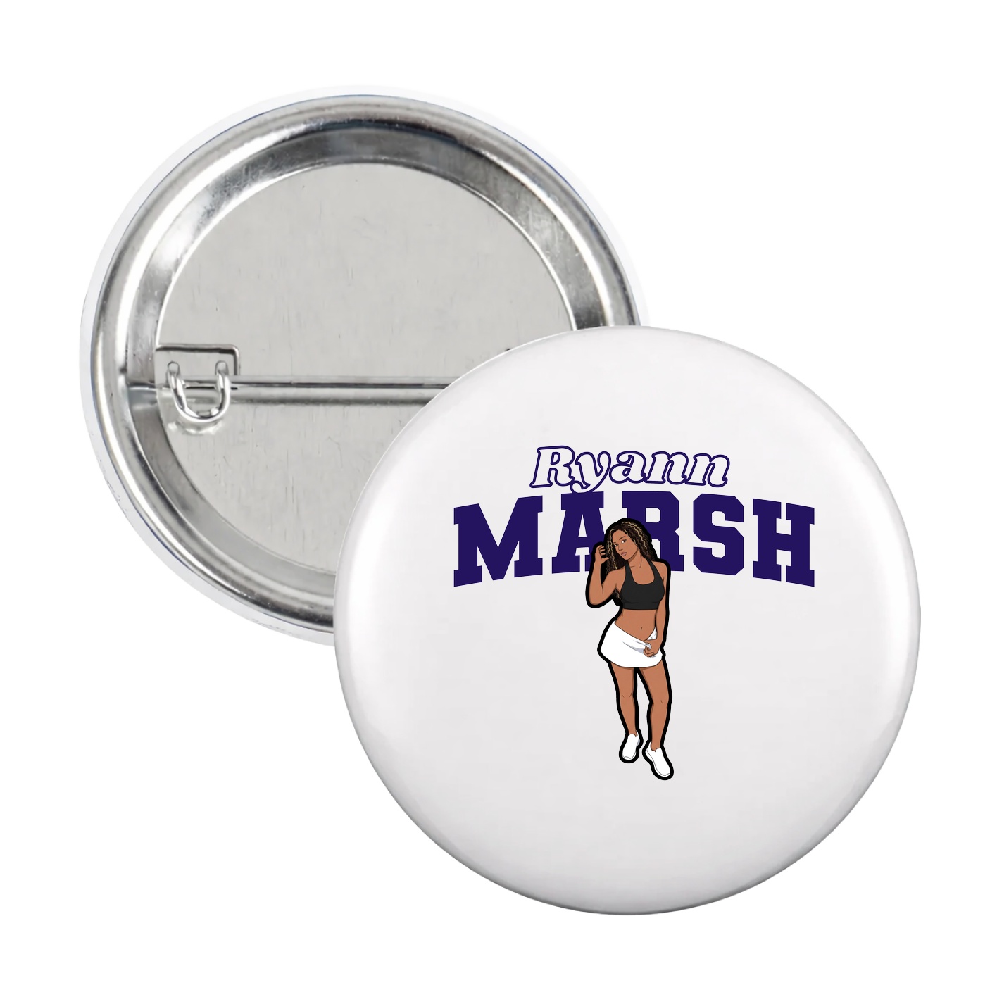 Game Day Button — Name Arch in White