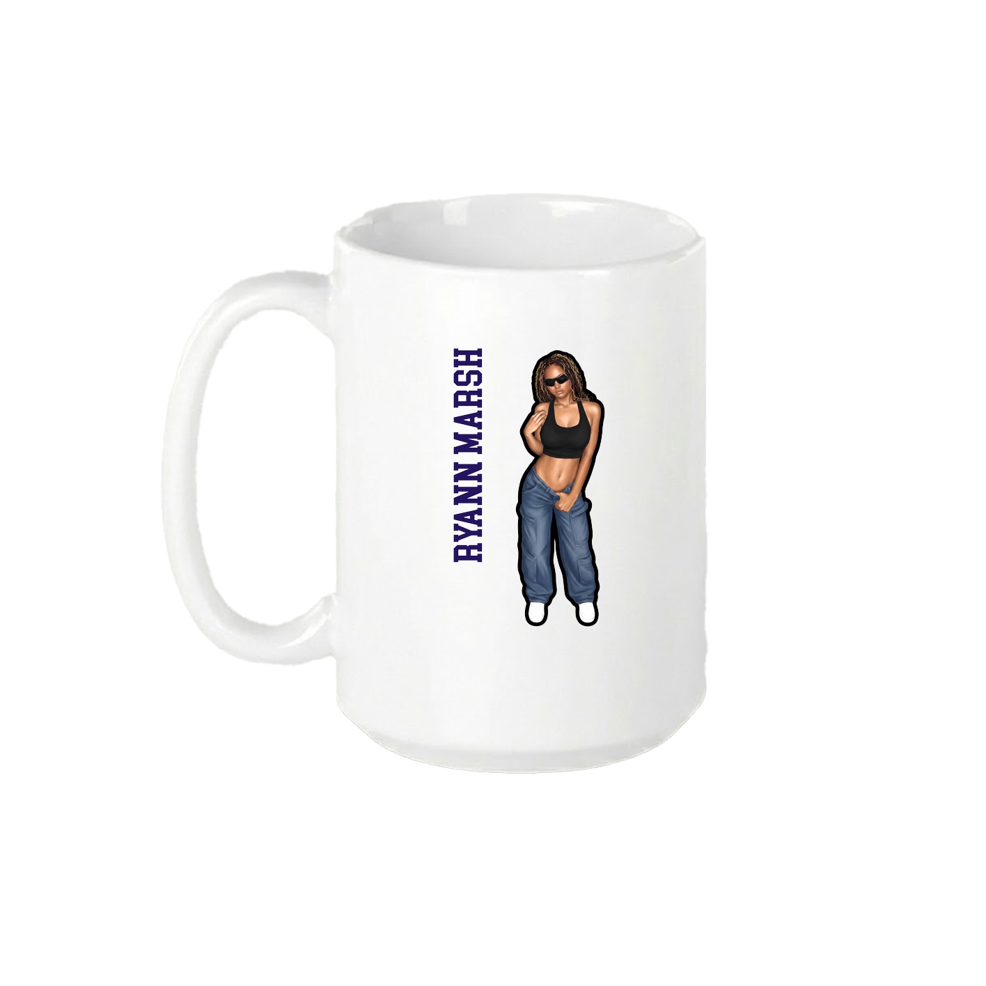 15oz Coffee Mug — Name Vertical in White
