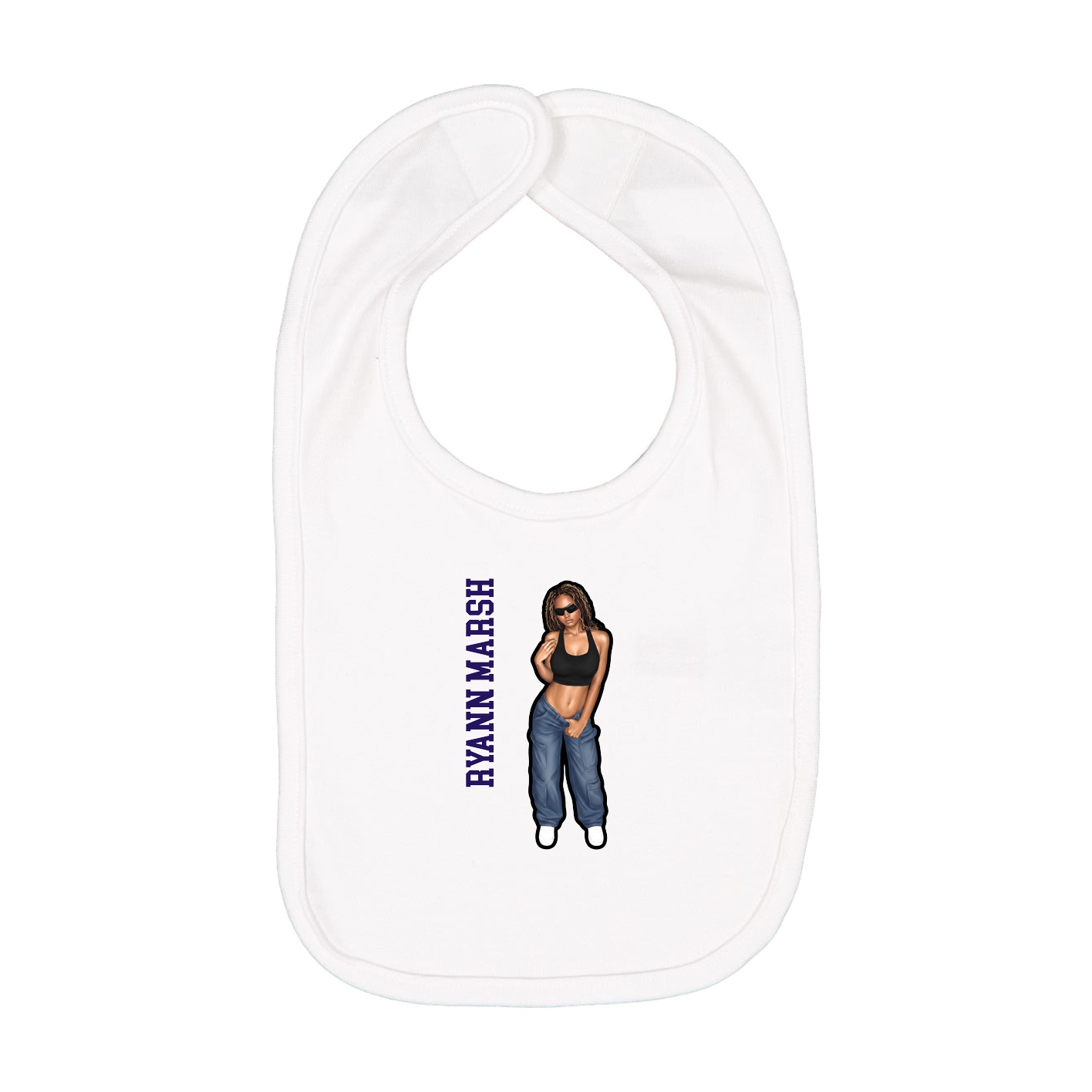 Infant Bib — Name Vertical in White