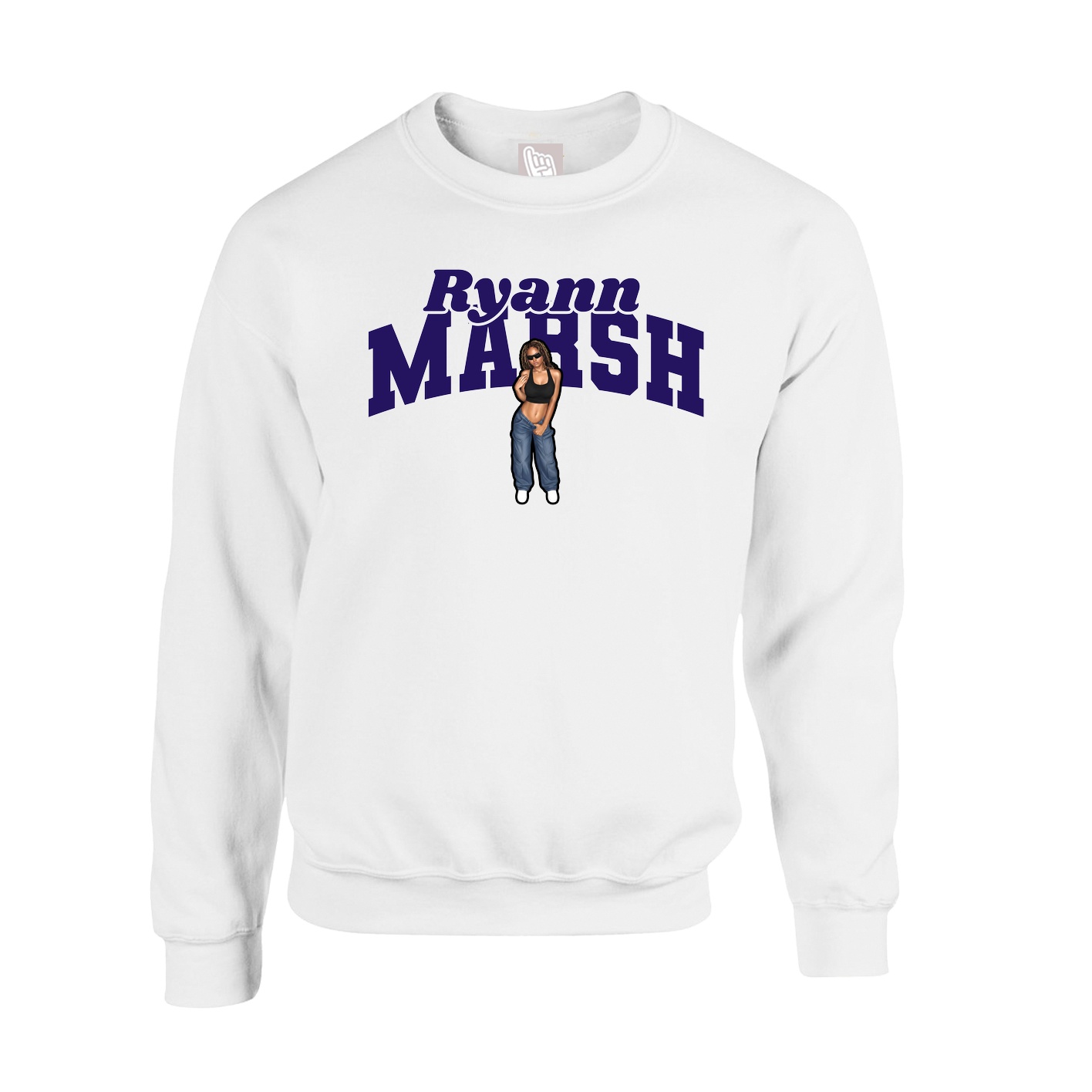 Fleece Crew — Signature Arch in White