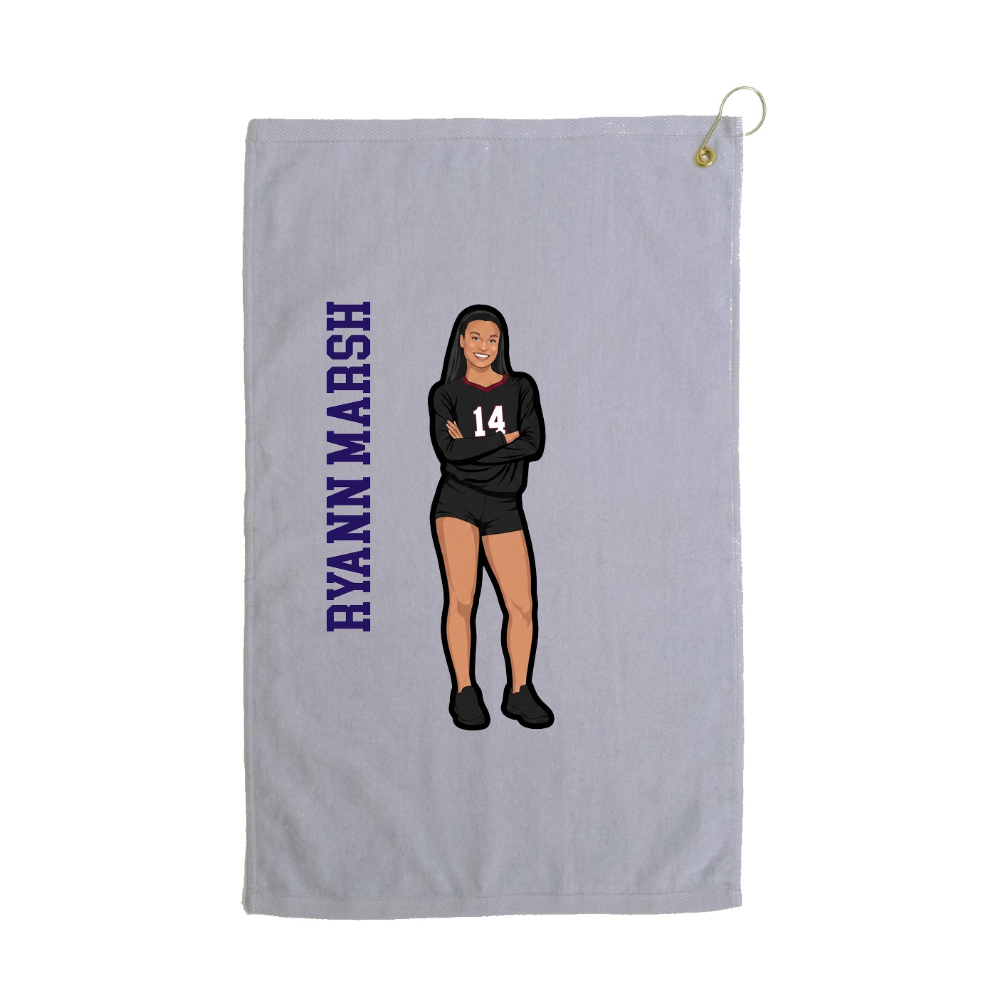 Golf Towel — Name Vertical in Grey