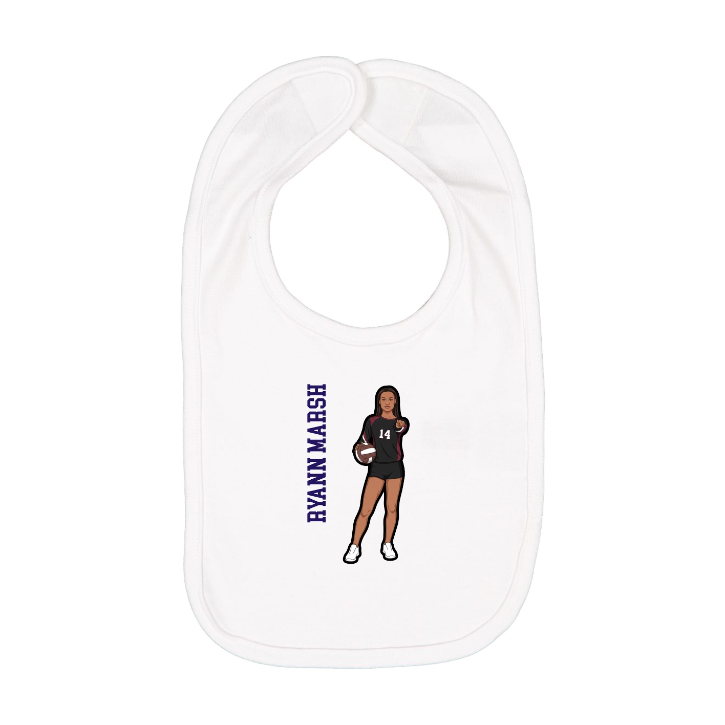 Infant Bib — Name Vertical in White