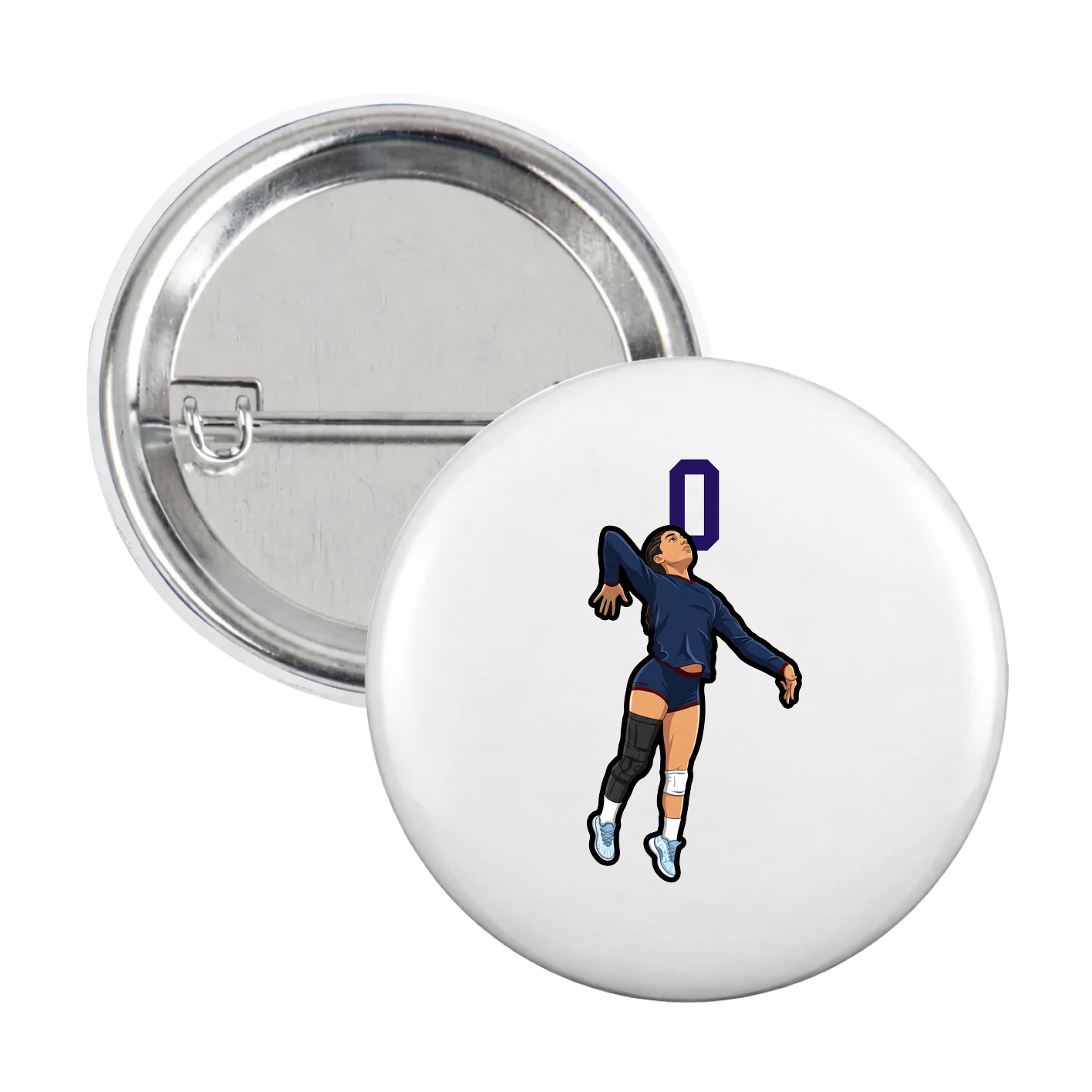 Game Day Button — Number Top in White