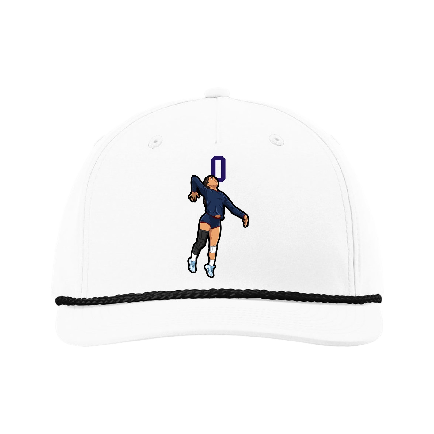 Five-Panel Classic Rope Cap — Number Top in White