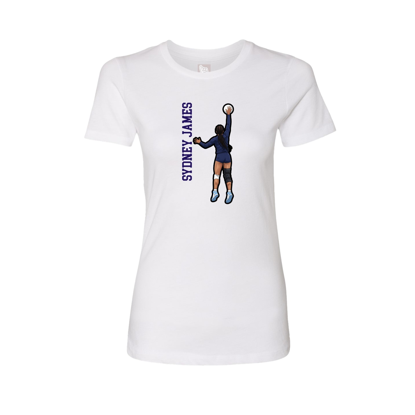 Fitted Women's Tee — Name Vertical in White