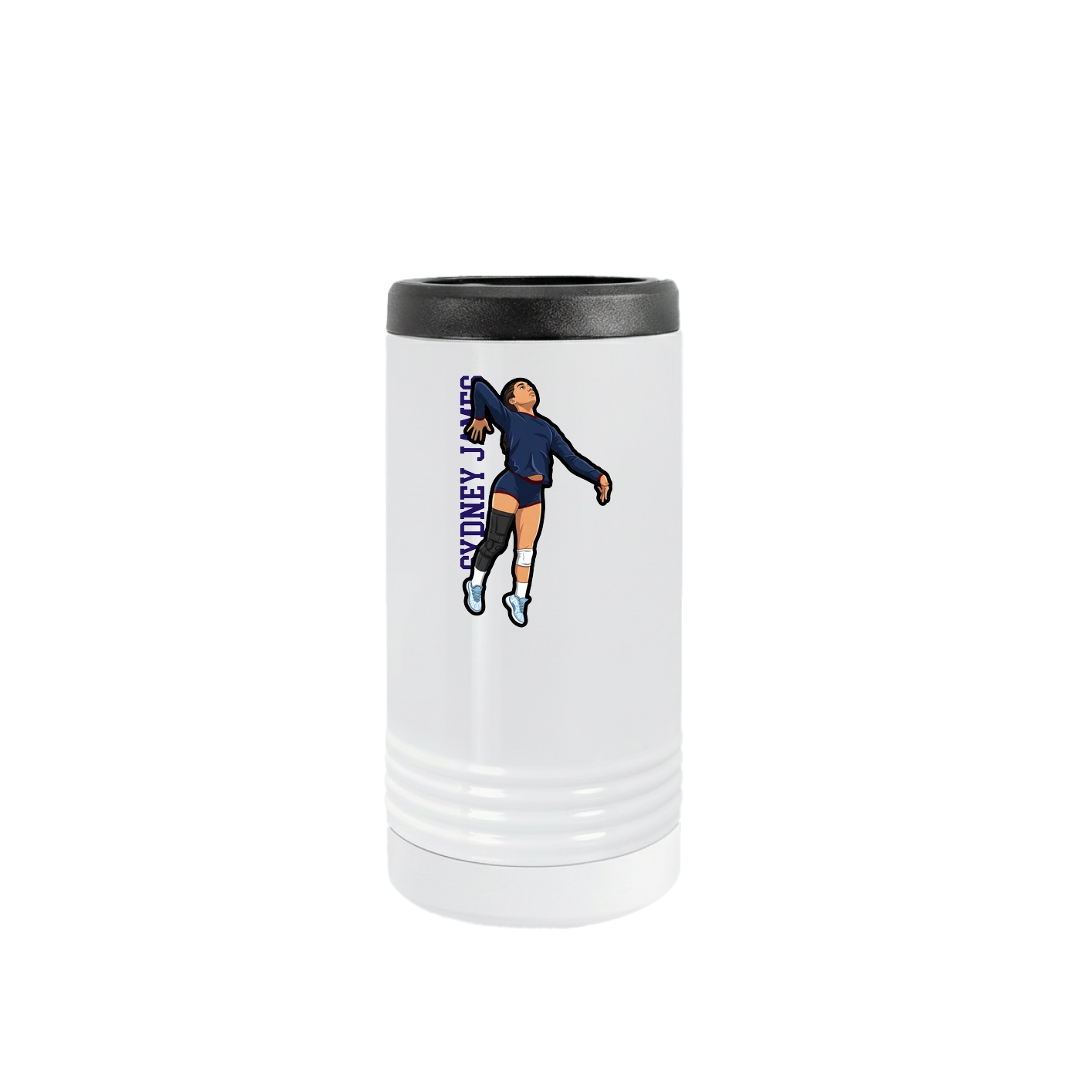 Slim Beverage Holder — Name Vertical in White