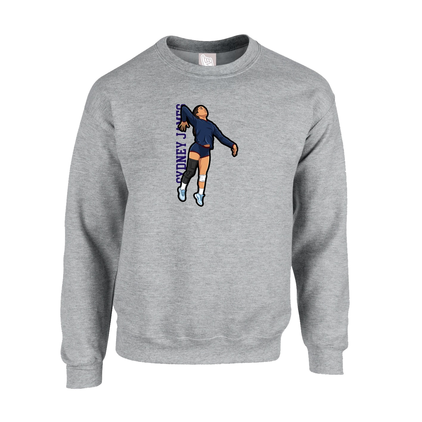 Fleece Crew — Name Vertical in Grey