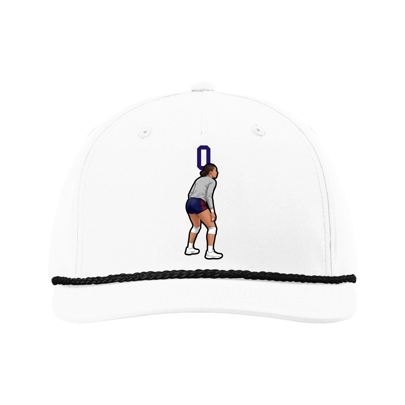Five-Panel Classic Rope Cap — Number Top in White