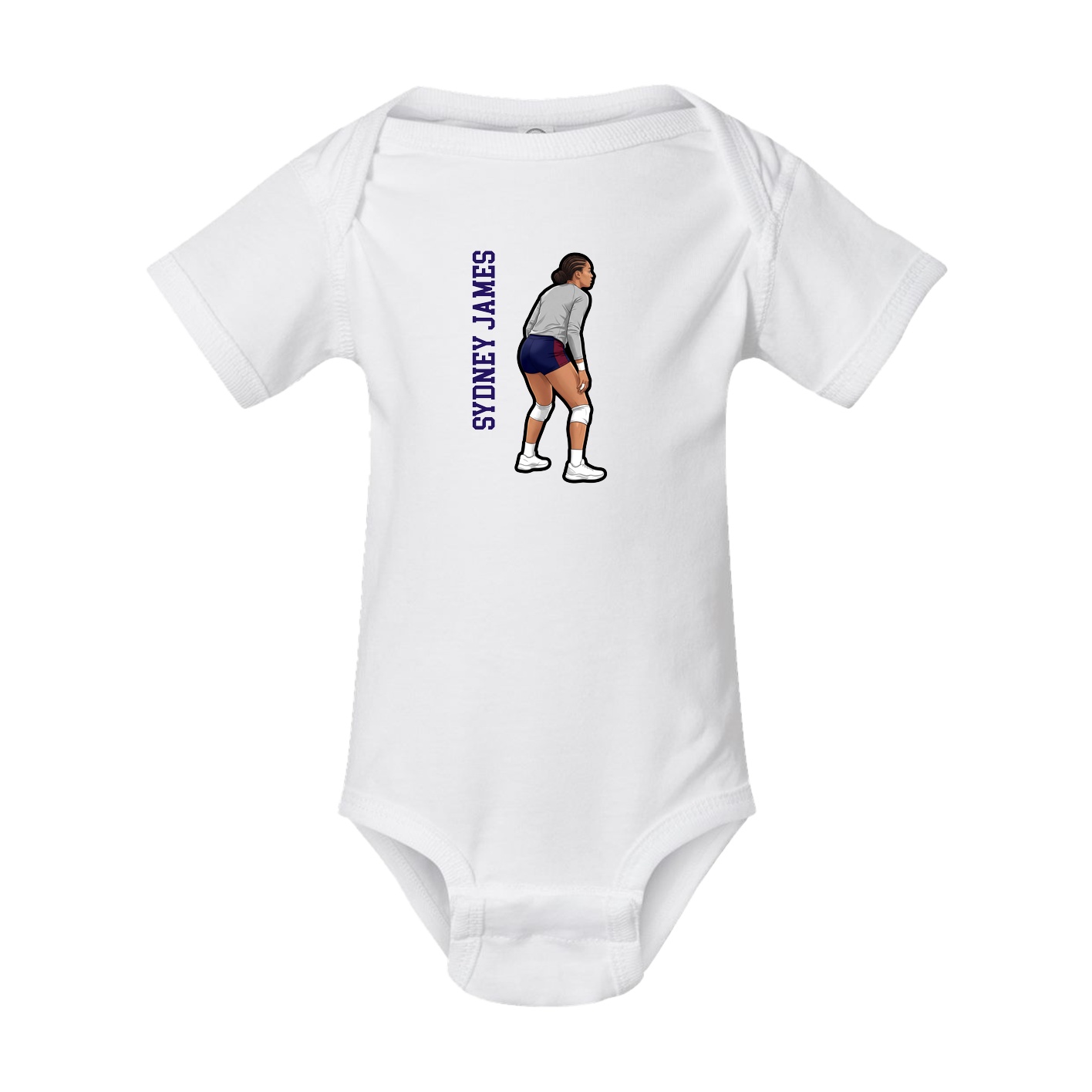 Baby Onesie — Name Vertical in White