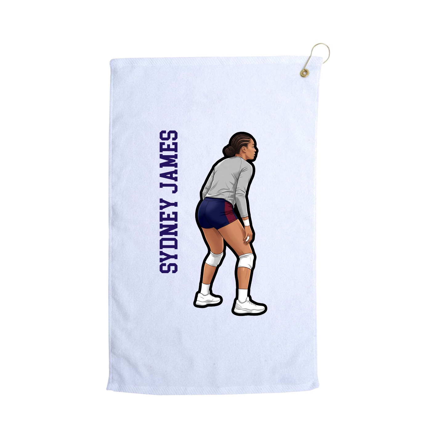 Golf Towel — Name Vertical in White