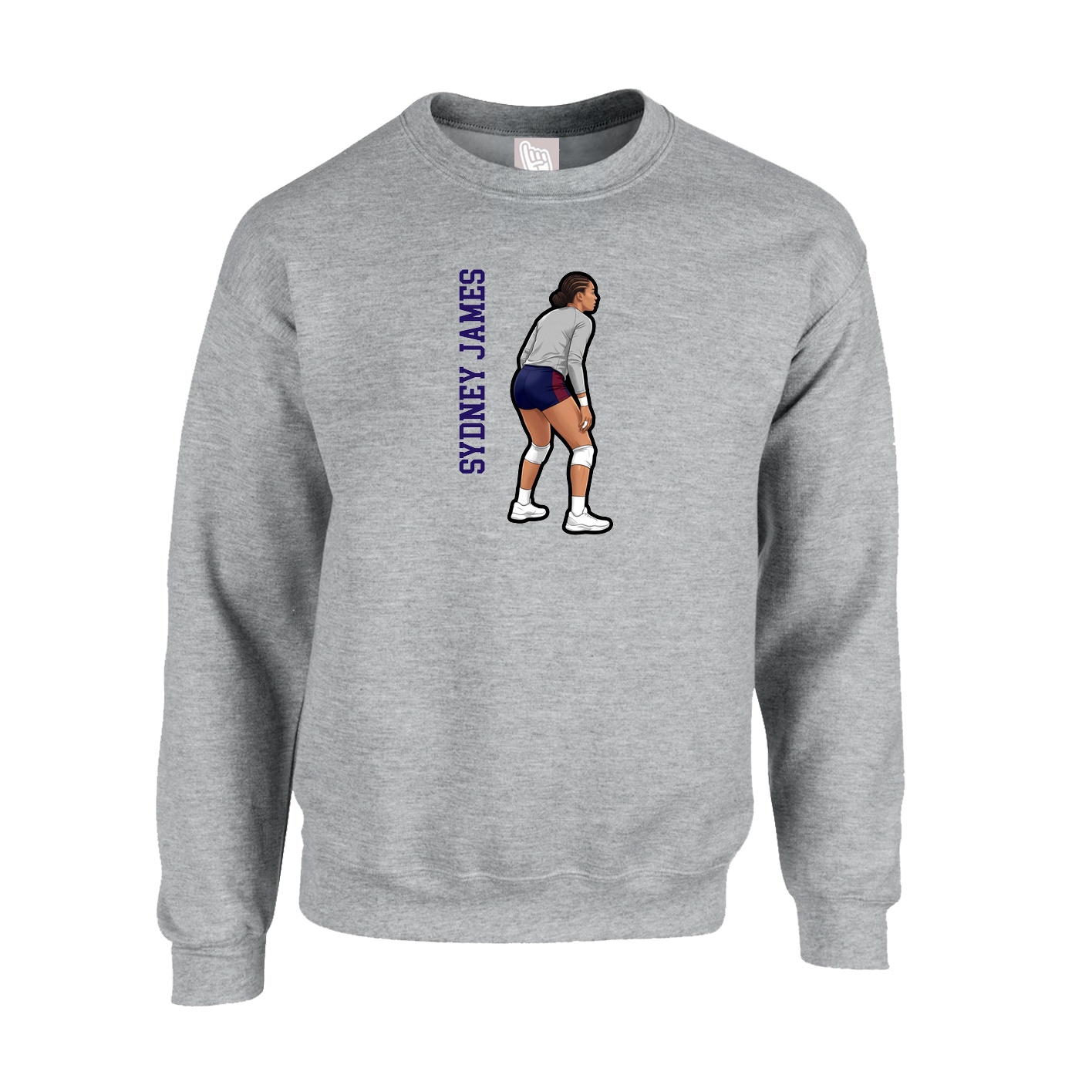 Fleece Crew — Name Vertical in Grey