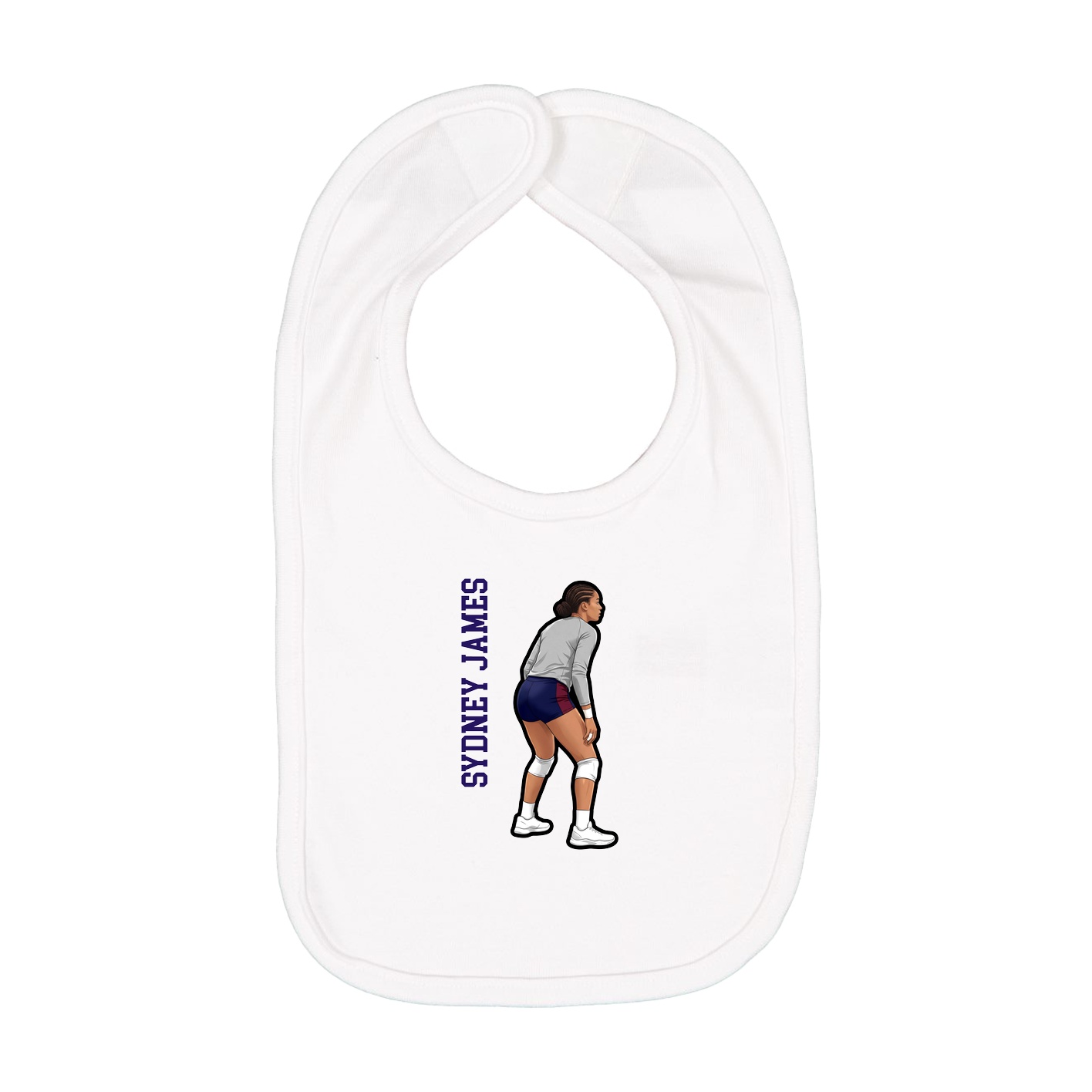 Infant Bib — Name Vertical in White