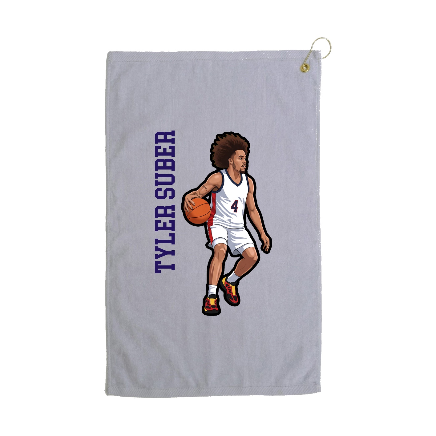 Golf Towel — Name Vertical in Grey