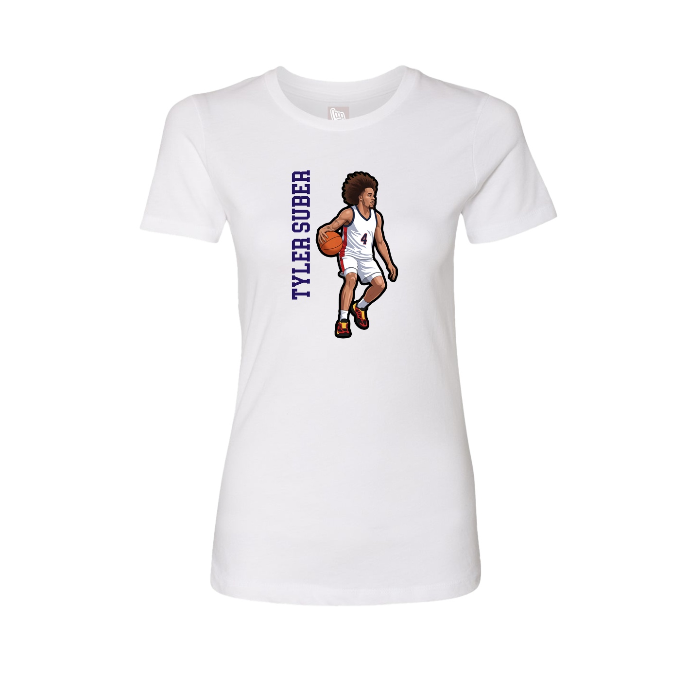 Womens Tee — Name Vertical in White