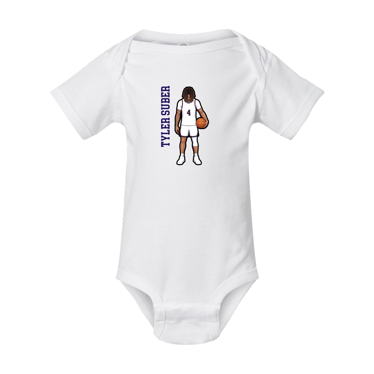 Baby Onesie — Name Vertical in White