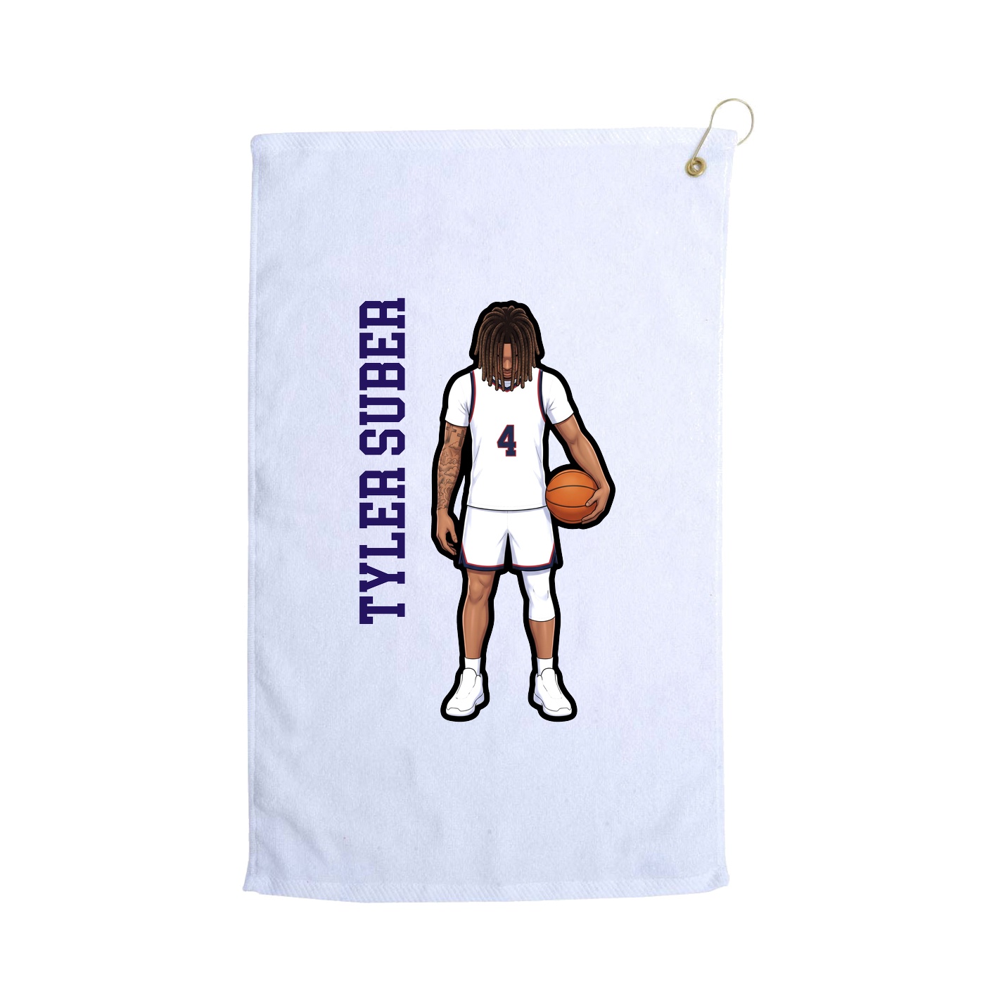 Golf Towel — Name Vertical in White